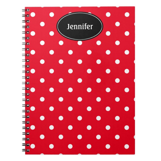 Carnet Rouge et Blanc Points Personalisés (Devant)