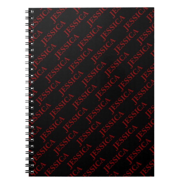 Carnet Rouge et noir pour fille gothique - Nom - Bureau f (Devant)