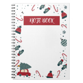 Carnet Rouge et Vert Mignon Noël Illustré 