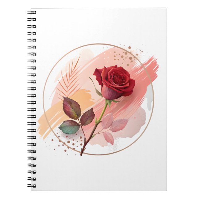 Carnet Rouge Éternel : Une Rose Moderne en Harmonie Abstr (Devant)