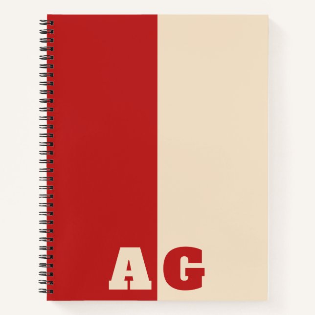 Carnet Rouge Jaune Rayures Monogramme Gras (Devant)