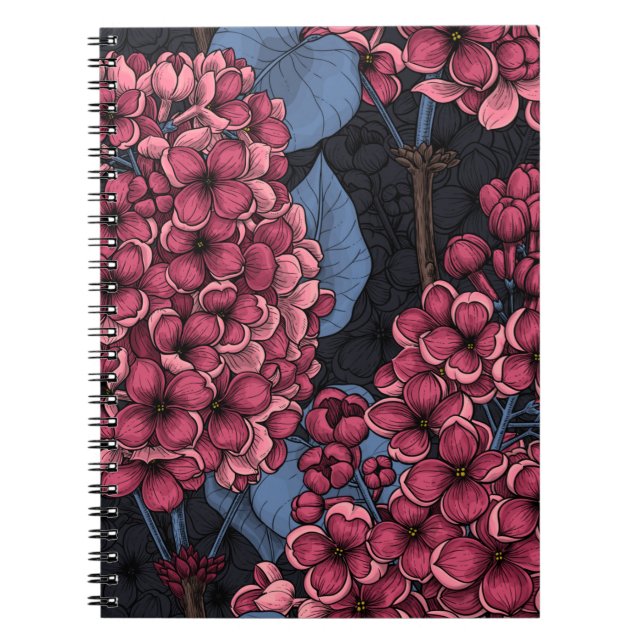 Carnet Rouge lilas sur bleu foncé (Devant)