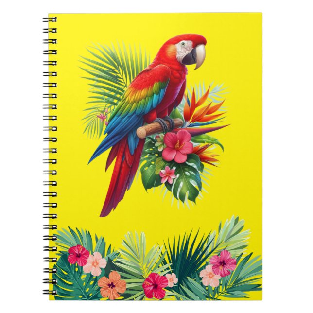 Carnet Rouge macaw tropical floral (Devant)