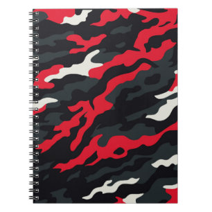 Carnet Rouge Noir Gris Blanc Camouflage Camo Motif