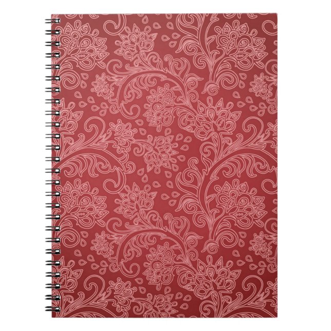 Carnet Rouge Paisley Damassé Designer Floral Vintage Clas (Devant)