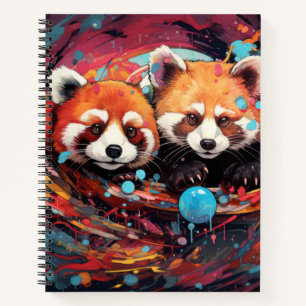 Carnet Rouge Panda Colorful Animal Enchanter