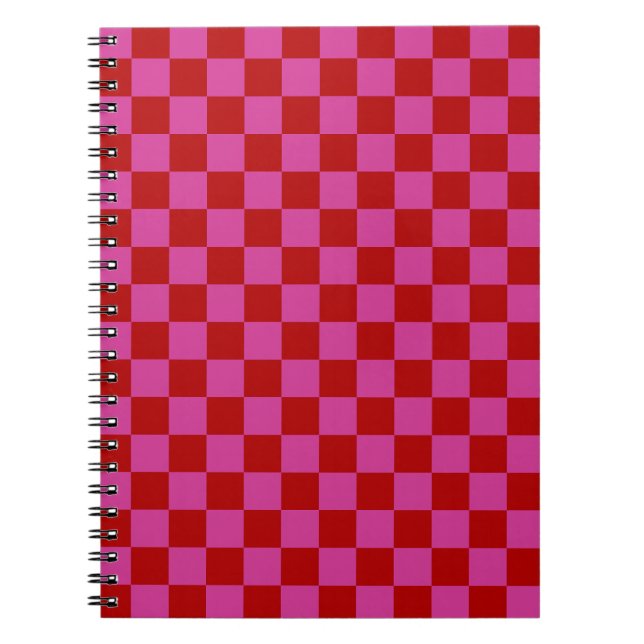 Carnet Rouge + Pink Check À damiers Motif de tableau de b (Devant)