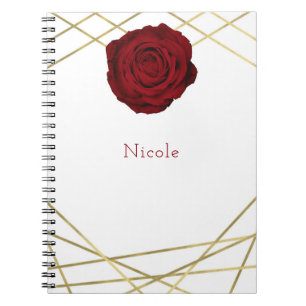 Carnet Rouge Rose & Gold Lines Floral Géométrique Glam Pe