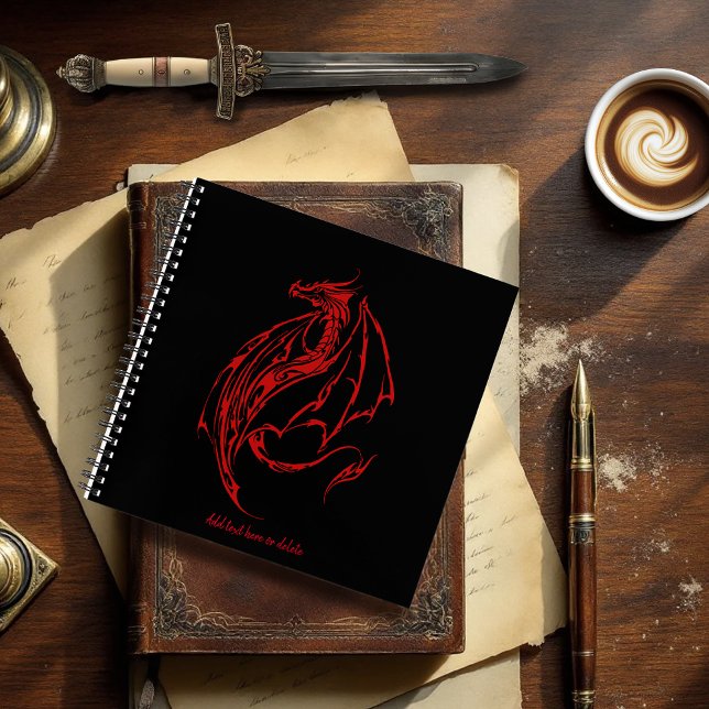 Carnet Rouge Tribal Dragon Noir (Créateur téléchargé)