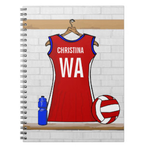 Carnet Rouge uniforme de net-ball fait sur commande avec