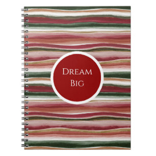 Carnet Rouge Vert Blush Blanc Or Rayures