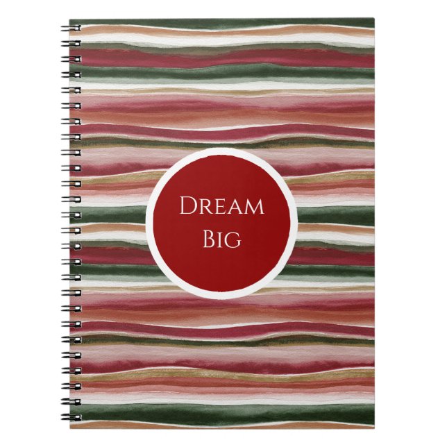 Carnet Rouge Vert Blush Blanc Or Rayures (Devant)