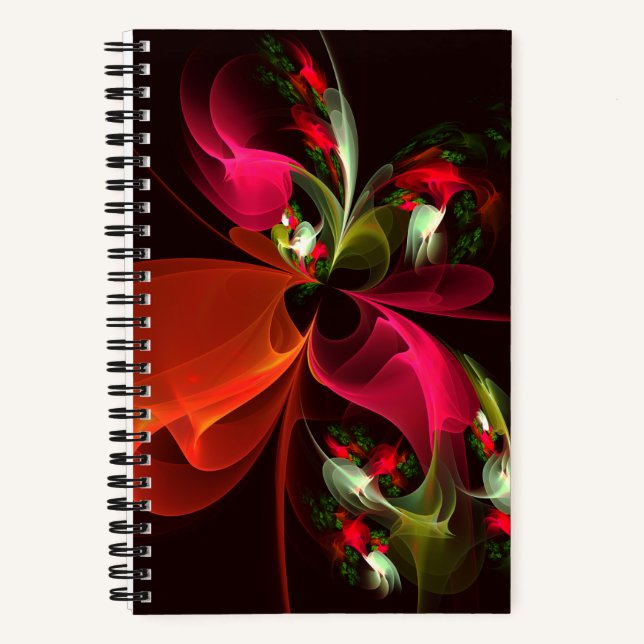 Carnet Rouge Vert Floral Moderne Art Abstrait Motif #02 (Recto)