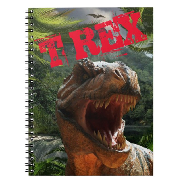 Carnet Rouge vert moderne T Rex Dinosaures Garçons (Devant)