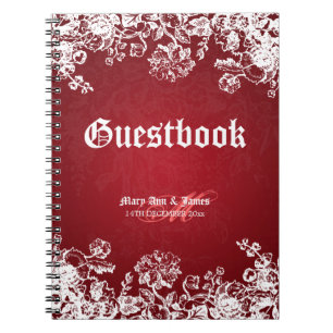 Carnet Rouge victorien de Flourish de Guestbook de