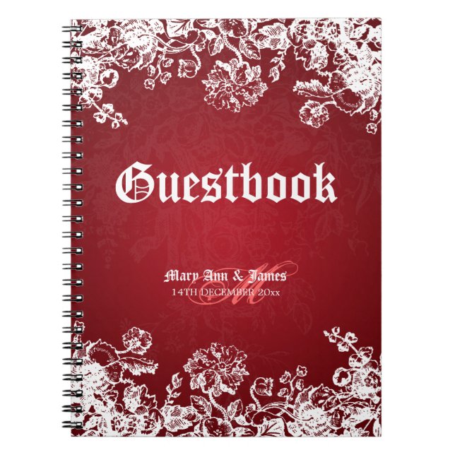 Carnet Rouge victorien de Flourish de Guestbook de (Devant)