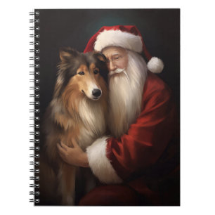 Carnet Rough Collie Avec Noël Festif Du Père Noël