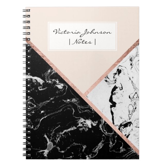 Carnet Rougissent le bloc rose de couleur d'or de marbre (Devant)