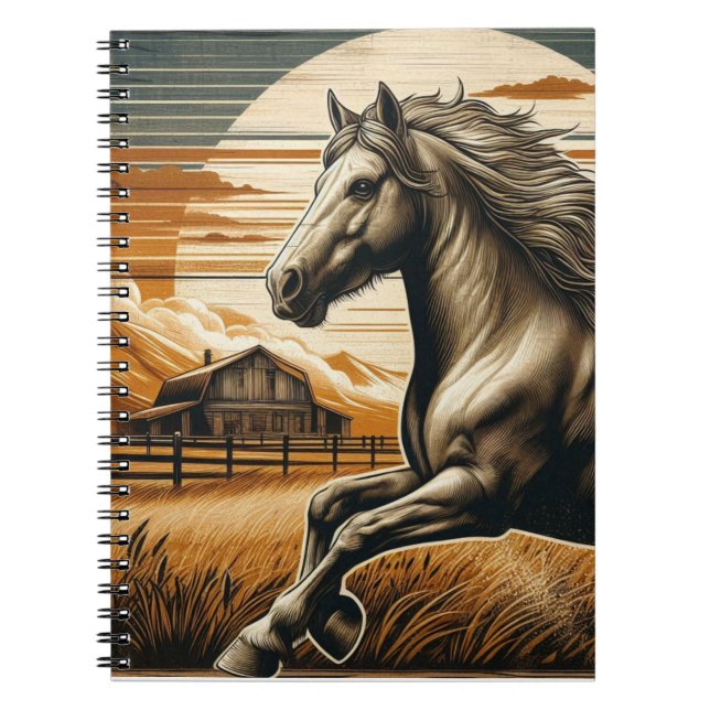 Carnet Rouille/cheval vintage/Ouest (Devant)