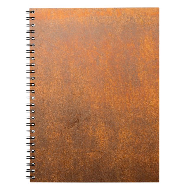 Carnet Rouille noire, texture métallique gros plan. (Devant)
