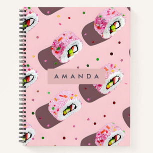 Carnet Rouleau de Sushi Rose Ludique Personnalisé