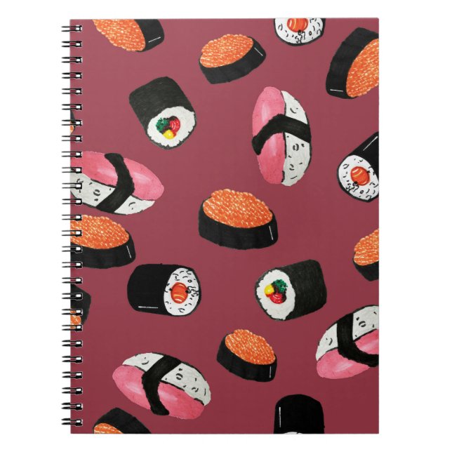 Carnet Roulés de Sushi Onigiri : Illustration sans coutur (Devant)