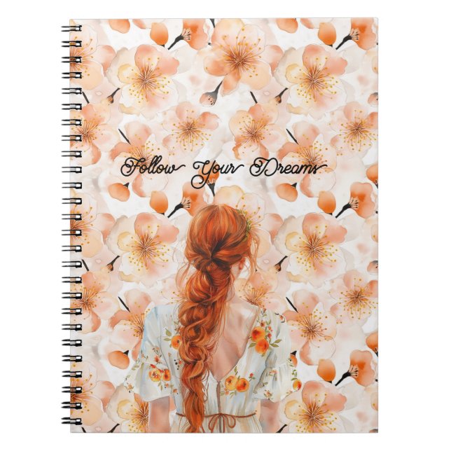 Carnet Rousse Tresses Cheveux Fleur Robe (Devant)
