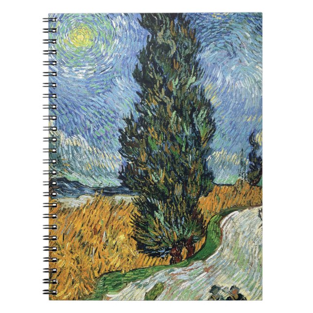Carnet Route avec cyprès de Van Gogh Impressionnisme (Devant)