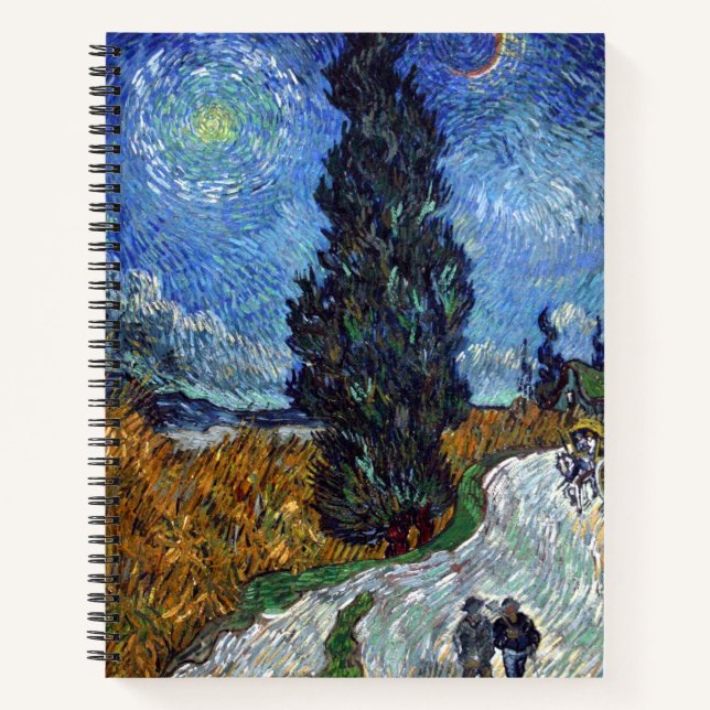 Carnet Route avec cyprès de Van Gogh Impressionnisme (Devant)