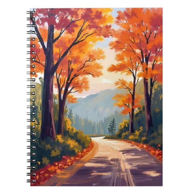 Carnet Route d'automne | Aquarelle Feuilles de feuillage  (Devant)