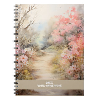 Carnet Route de fleurs rose