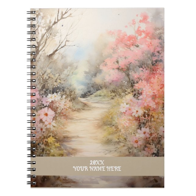 Carnet Route fleurie rose (Devant)