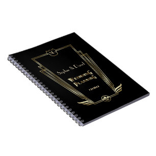 Carnet Royal Gold Art Deco Monogram Wedding planner
