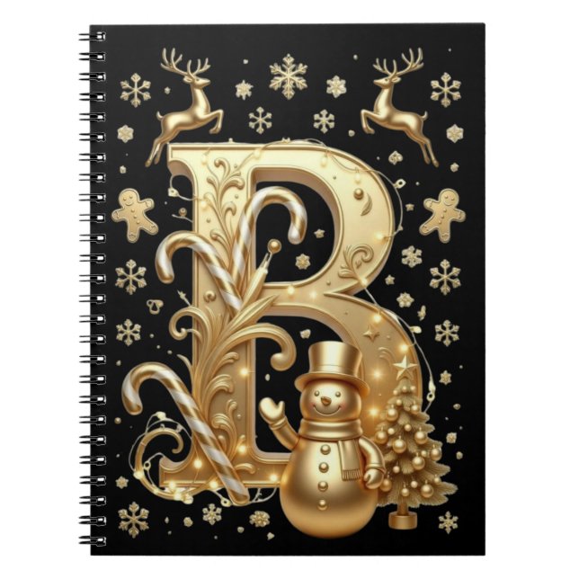 Carnet Royal Gold B Luxury Snowman Spiral Notebook (Devant)