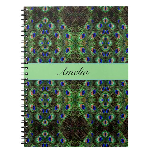 Carnet Royal Plumage - Luxe Peacock Motif en plumes (Devant)