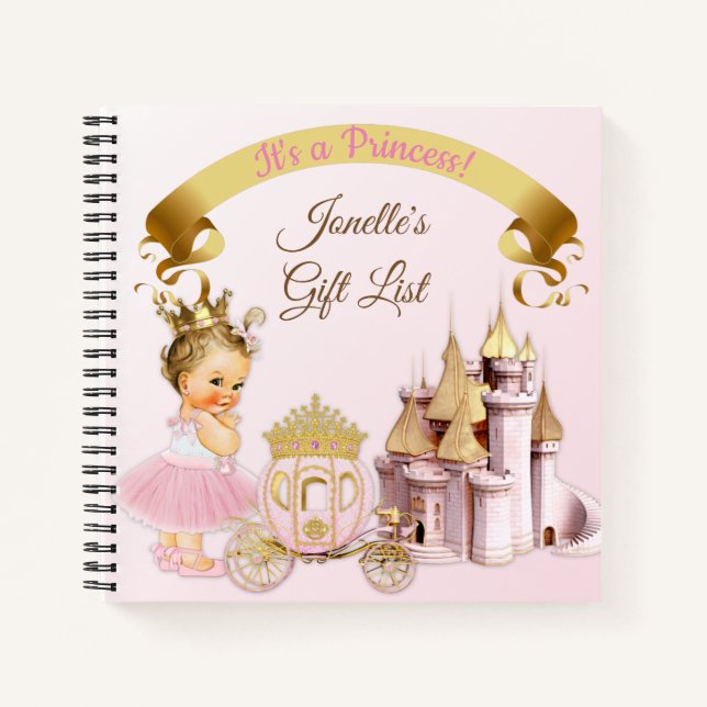 Carnet Royal Princess Castle Carriage Rose Gold Girl (Devant)