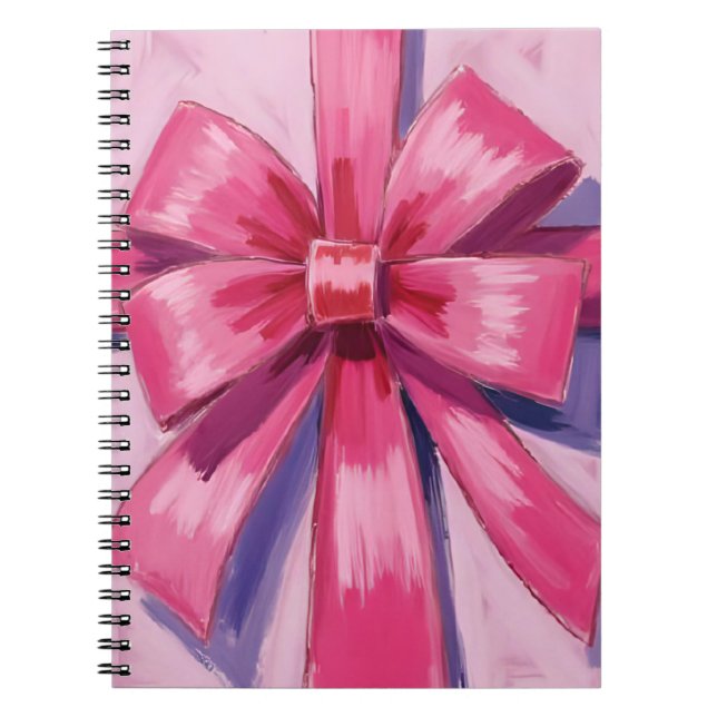 Carnet Ruban à noeud rose joli aquarelle (Devant)