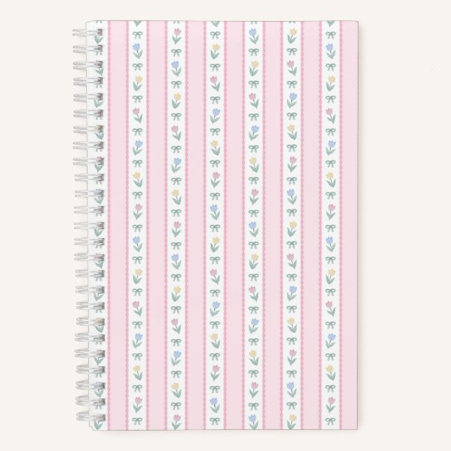 Carnet Ruban à rayures tulipe rose (Recto)