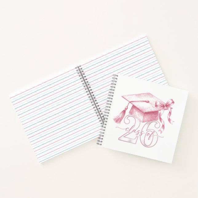Carnet Ruban Coquette Rose Classe Terminale de 2026 Fille (Intérieur)