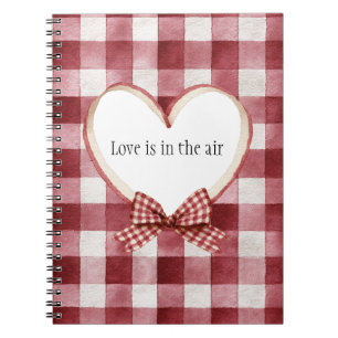 Carnet Ruban de coeur blanc rouge Bourgogne Amour