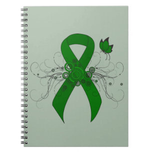 Carnet Ruban de sensibilisation au vert avec papillon