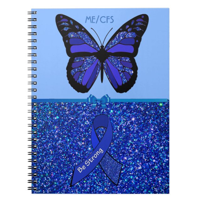 Carnet Ruban de sensibilisation bleu et papillon pour l'E (Devant)