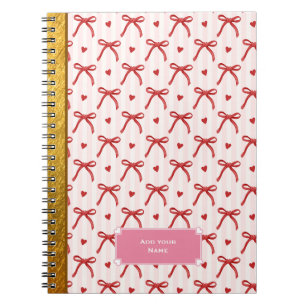 Carnet Ruban rose coquette à motif de noeud papillon pers