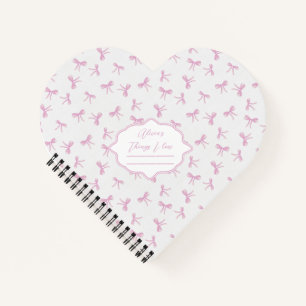 Carnet Ruban rose Coquette frilly cœur personnalisé