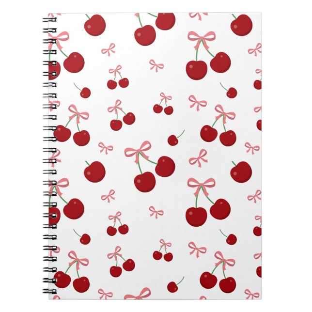 Carnet Ruban rouge cerise motif sans couture Fruit mignon (Devant)