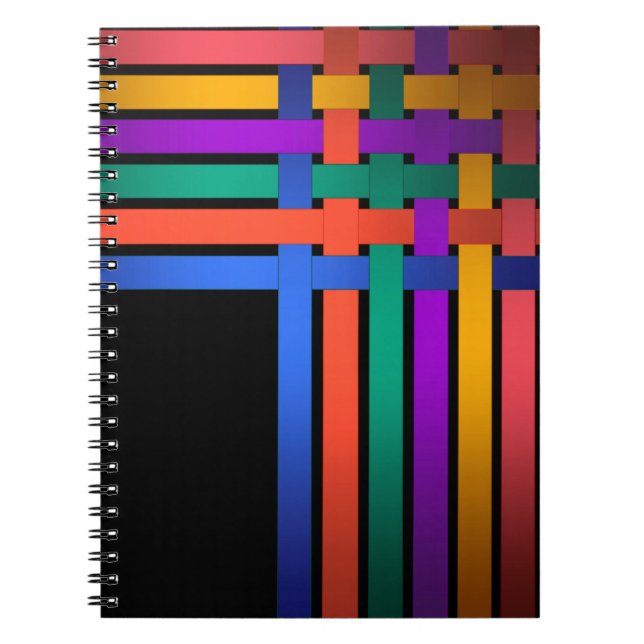 Carnet Rubans en soie lignes arrière - plan noir motif (Devant)