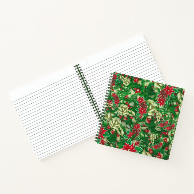 Carnet Rubans Feuille Poinsettia Fir Noël Floral | (Intérieur)