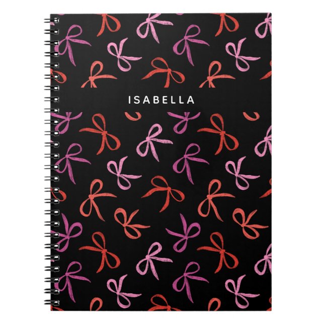 Carnet Rubans Roses Personnalisés (Devant)