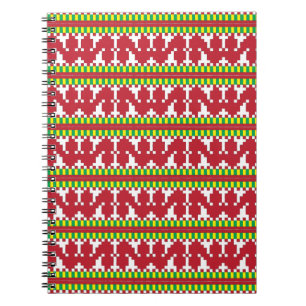 Carnet Rucava Art populaire rouge et blanc motif géométri