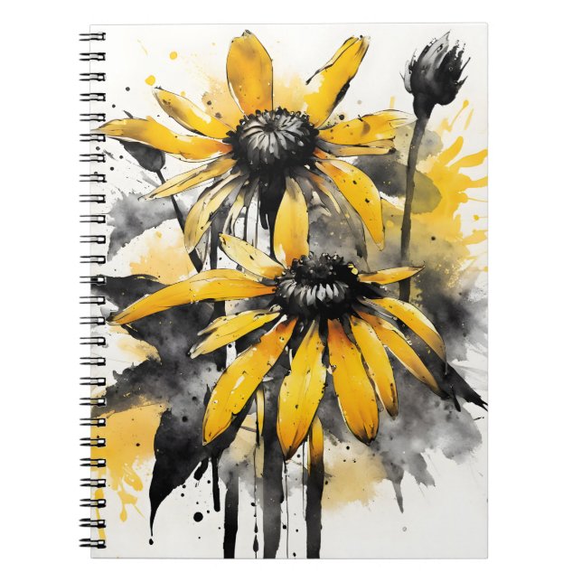 Carnet Rudbeckia - Fleurs aquarelle (Devant)